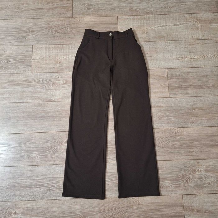 Жіночі прямі теплі штани шоколад вовна