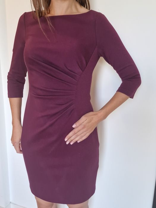 Sprzedam sukienkę DKNY bordowa z marszczeniami