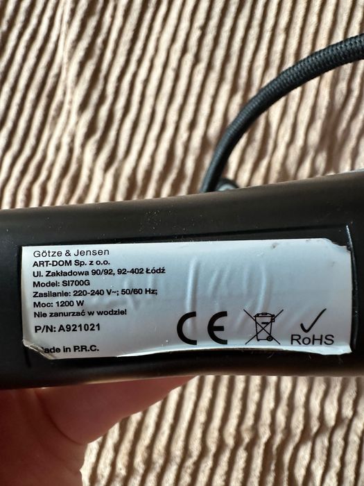 Parownica do ubrań Götze & Jensen SI700G