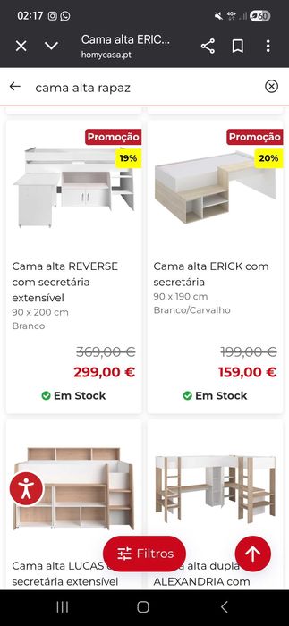 Cama Alta Reverse c/ secretária extensível