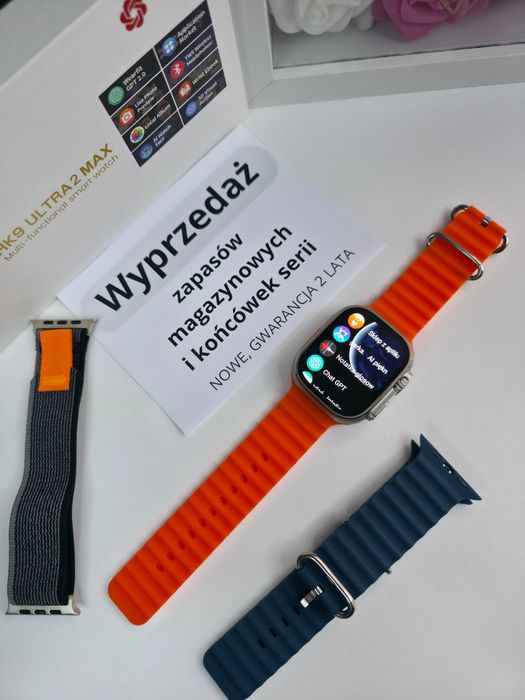 Smartwatch HK Ultra Max – AMOLED 2,12", połączenia Bluetooth, nowy