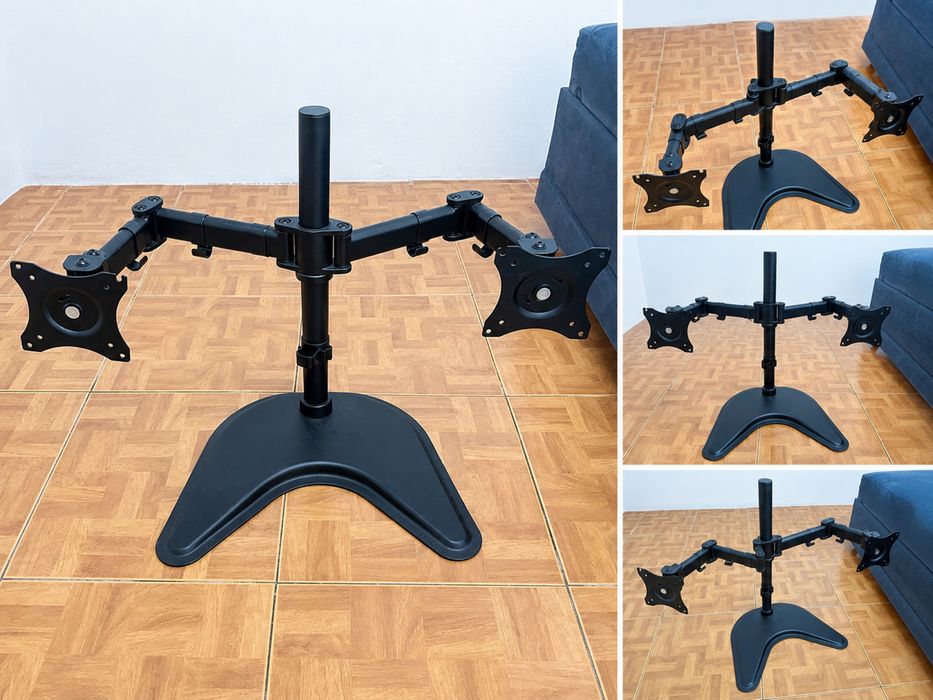 Suporte Duplo para 2 Monitores VESA 75/100 – Base de Secretária