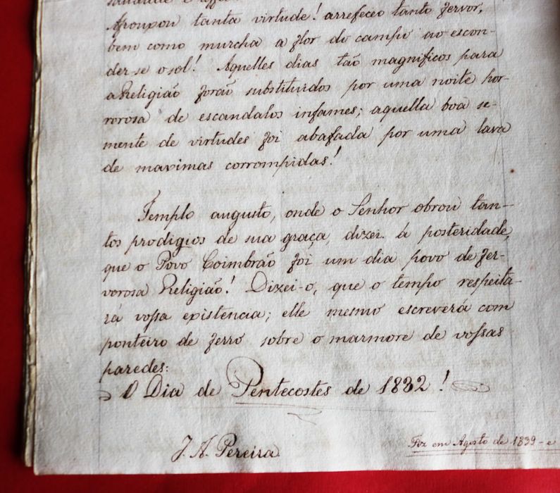 A Chrisma em Coimbra 1832, manuscrito