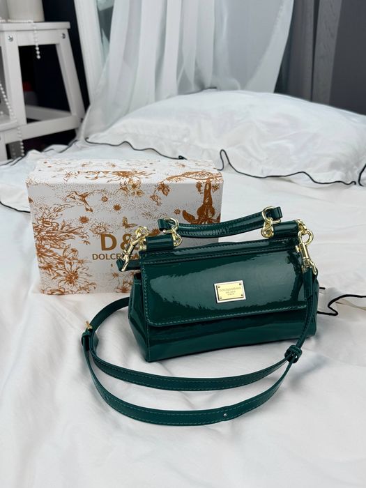 Сумка Dolce & Gabbana Mini Sicily Green Patent Leather with Gold Hardwa