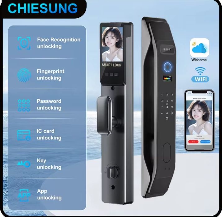 Замок з ручкою WiFi з розпізнавання обличчя пальця коду  карти ключа