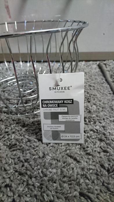 Nowy chromowany kosz na owoce dekoracyjny