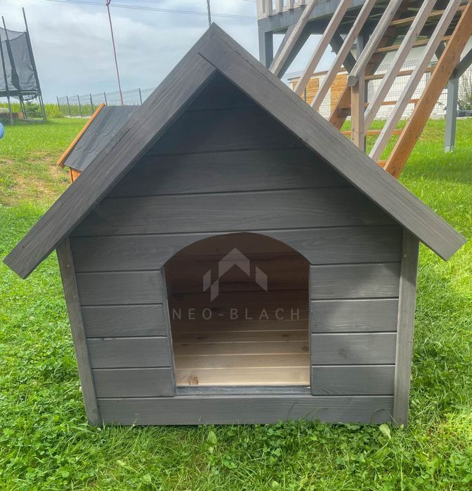 Buda dla psa Rozmiar "M" - Grafit - Dach dwuspadowy NB