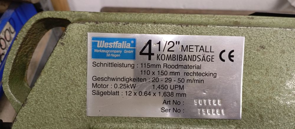 Piła do metalu Przecinarka taśmowa Westfalia 230v