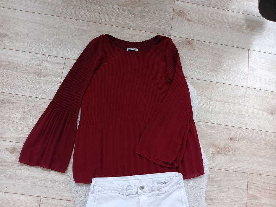 Burgundowa bluzka elegancka plisowana r.L