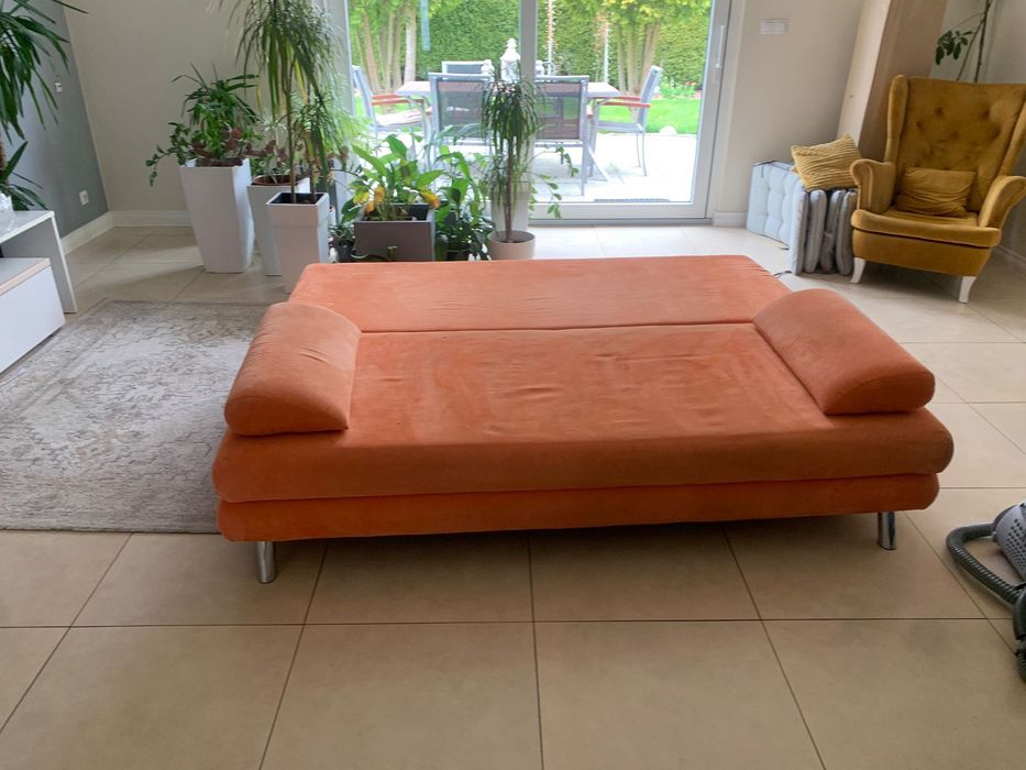 Sofa rozkładana pomarańczowa