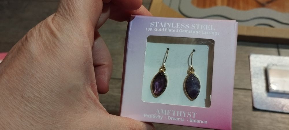 Kolczyki pozłacane z ametystem