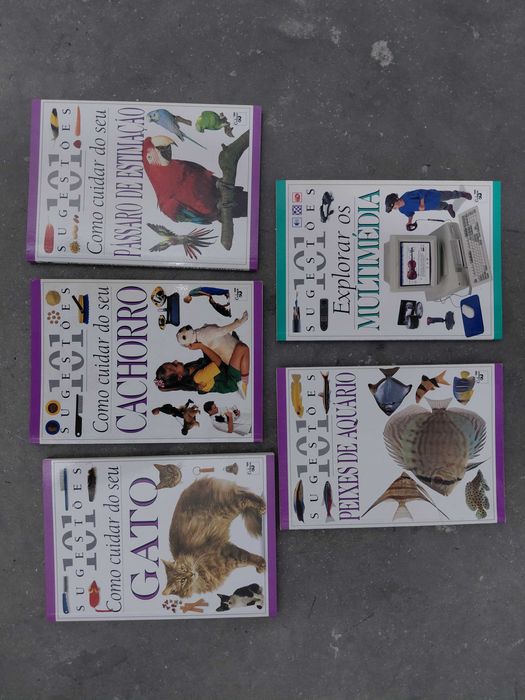 Conjunto 5 Livros 101 Sugestões Gatos Multimédia Cachorro Peixes Aves