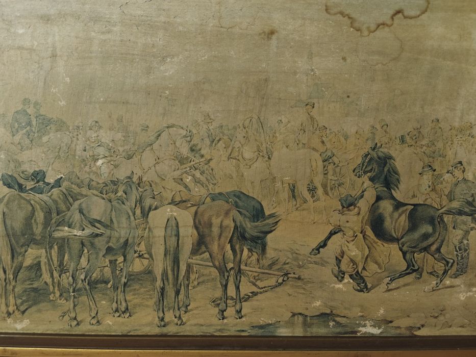 Reprodukcja Juliusz Kossak – konie, scena historyczna, rama vintage