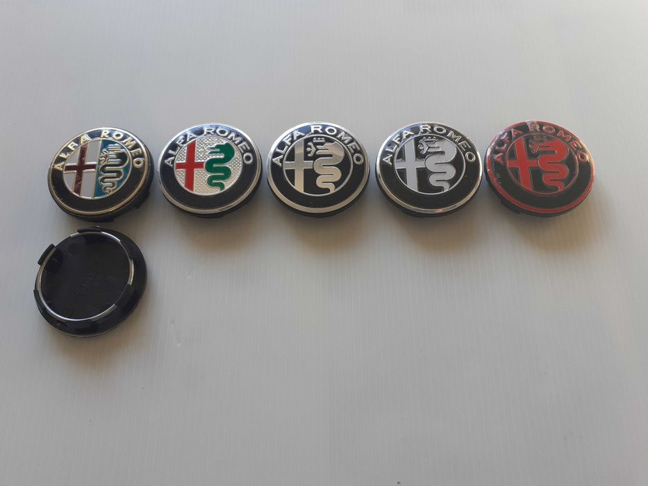 Centros/tampas de jante completos Alfa Romeo com 50, 56, 60 e 65 mm