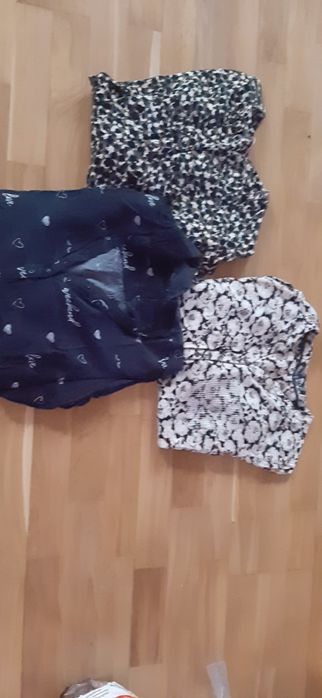 Trzy bluzki  eleganckie z viskozy roz L