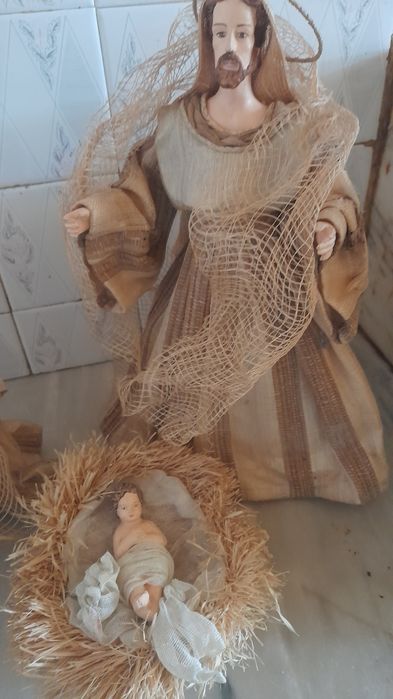 Presépio artesanal tecido tradicional de Natal 40 cm altura - ÚLTIMOS