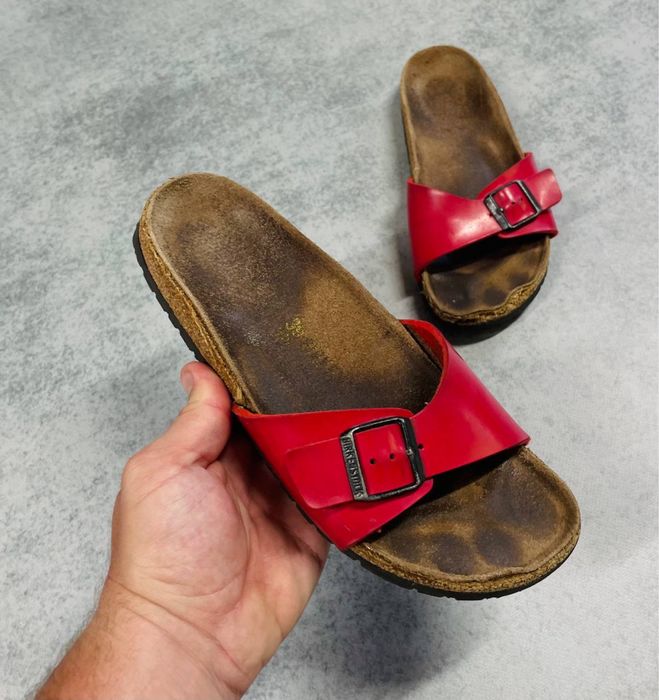Жіночі сандалі birkenstock червоні, біркенштокі оригінал