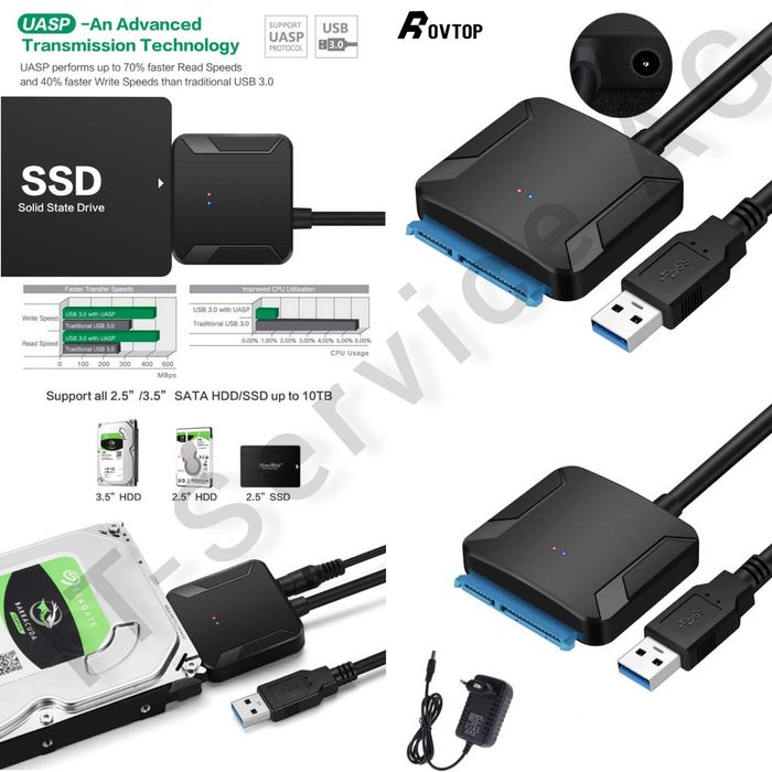 Карман Кабель Адаптер optibay TypeC USB SATA с блок питан для диск HDD