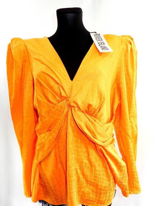 Bluzka z długim rękawem Vintage bufiasty pomarańczowa River 44 XXL