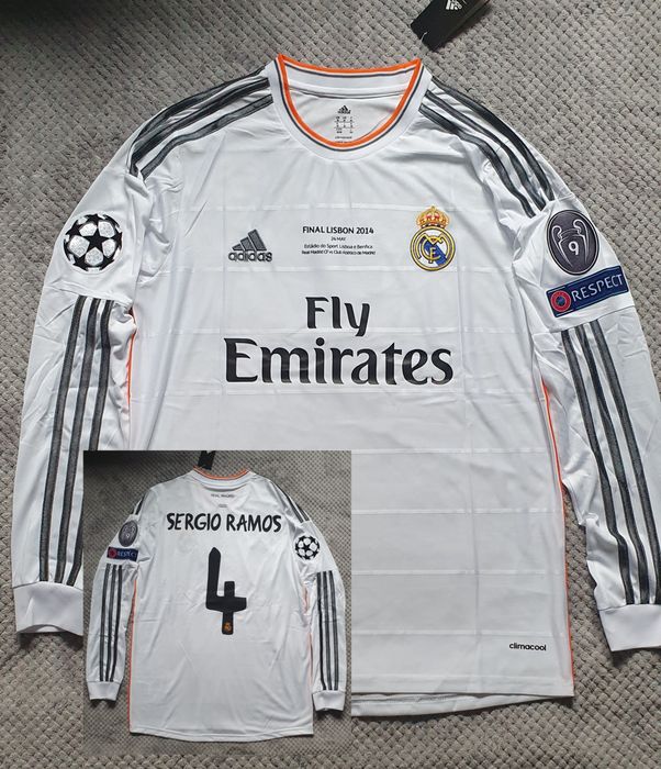 Koszulka Piłkarska Real Madryt 2013/14 Sergio Ramos 4 Długi Rękaw