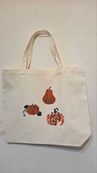 Hand-Painted Halloween Cotton Tote Bag