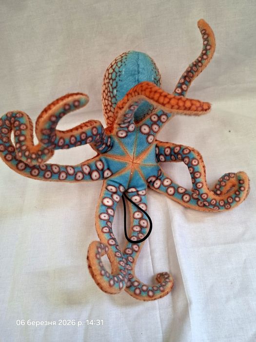 Осьминог оранжевый мягкая игрушка 33 см игра в кальмара