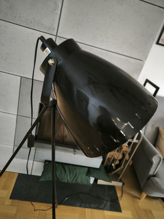 Lampa stojąca podłogowa loft czarna metalowa