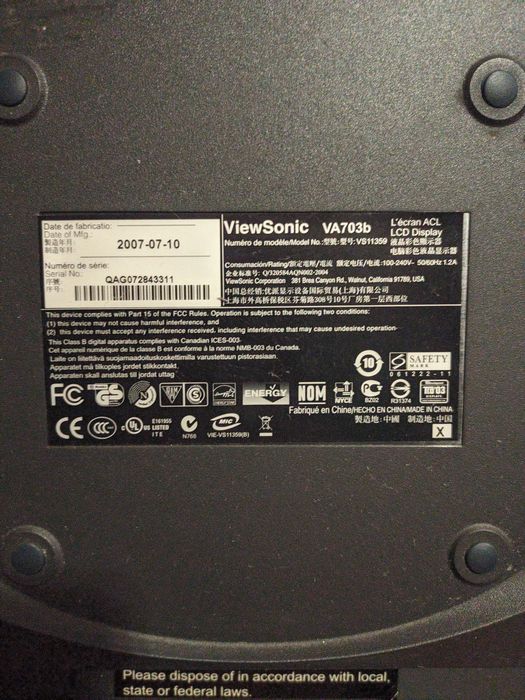 Монітор ViewSonic VA703b
