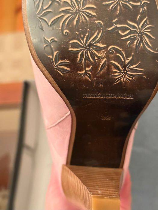 botas de cano alto em pele Rosa