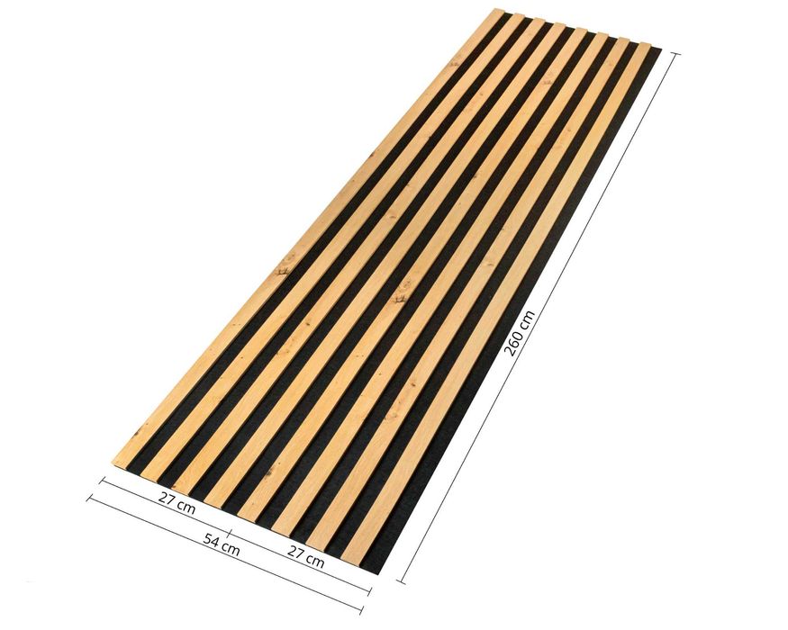 Lamele ścienne na czarnym filcu 260cm x 54 cm Dąb Artisan i inne