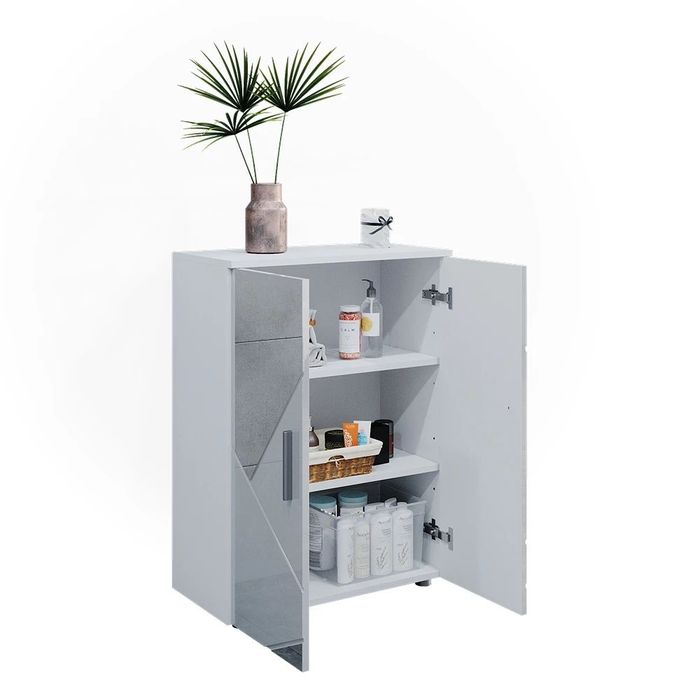 Szafka Midi Vicco Irma 60 × 81 cm – biały wysoki połysk
