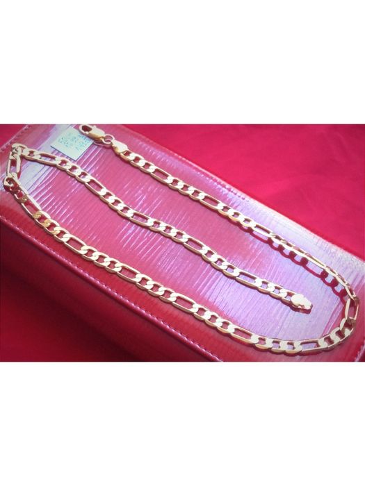 24K Grawer Pozłacany jak Złoty Łańcuszek Naszyjnik Figaro 50cm 6mm