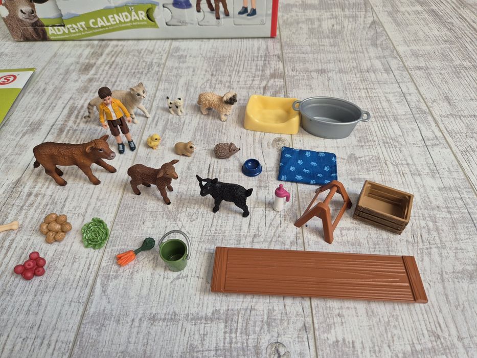Schleich farm world duży zestaw figurek cielak kotek piesek