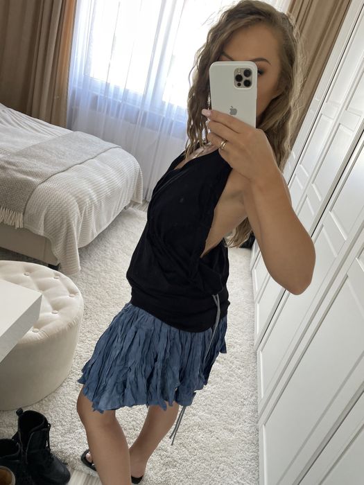 Bluzka top tunika Robert Kupisz czarna odkryte plecy wiazana