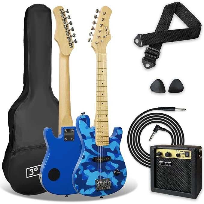 Zestaw gitara elektryczna 3rd Avenue 1/4/nowa/wzmacniacz/kabel/torba/pasek/niebieski kamuflaż