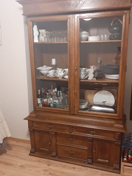 Witryna drewniana z nadstawką – 140×58×58 + 127×41×154