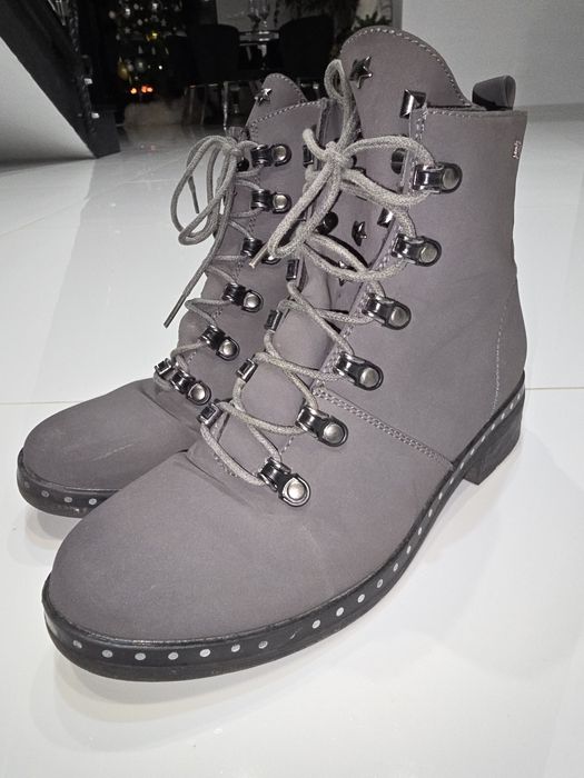 Szare botki półbuty eleganckie wiązane Sokolski  38