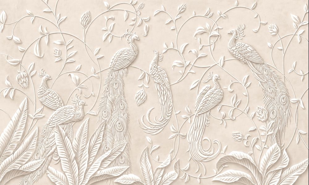 Fototapeta - efekt relief z pawiami