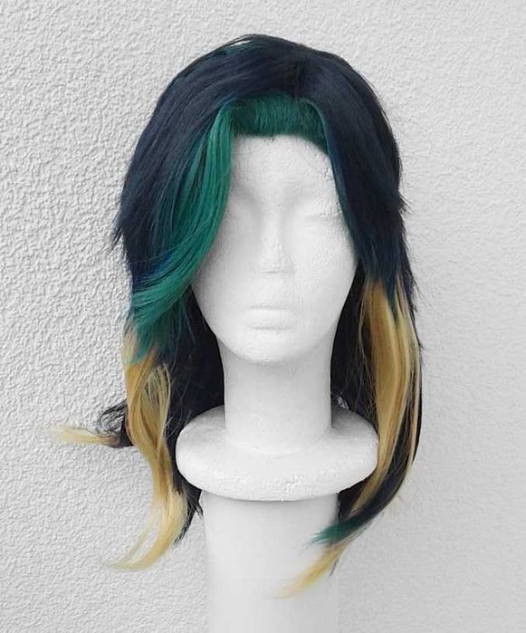 Kinich Genshin Impact cosplay wig niebieska peruka z warkoczami