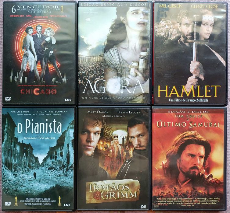 Chicago+Ágora+Hamlet+O pianista+Os irmãos Grimm+O último samurai