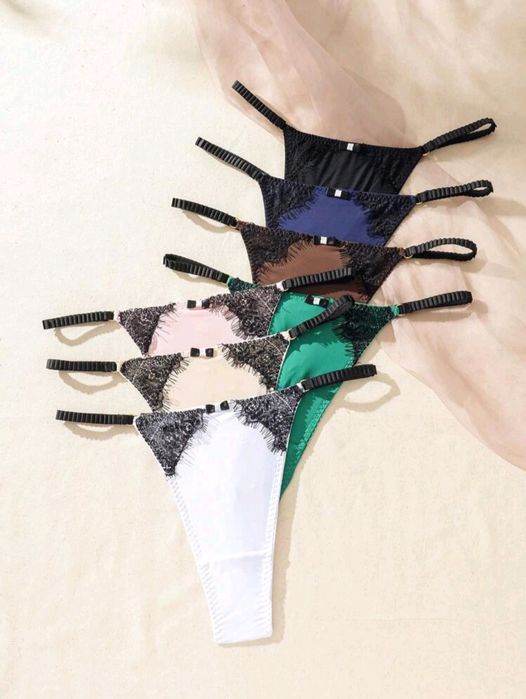 7 par majtek, 7 par stringów, stringi, r. L