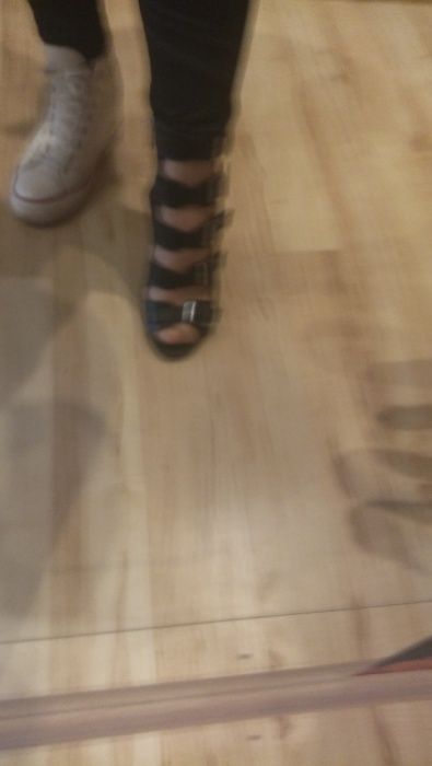 Botki sandałki klamry czarne 38 skóra ekologiczna