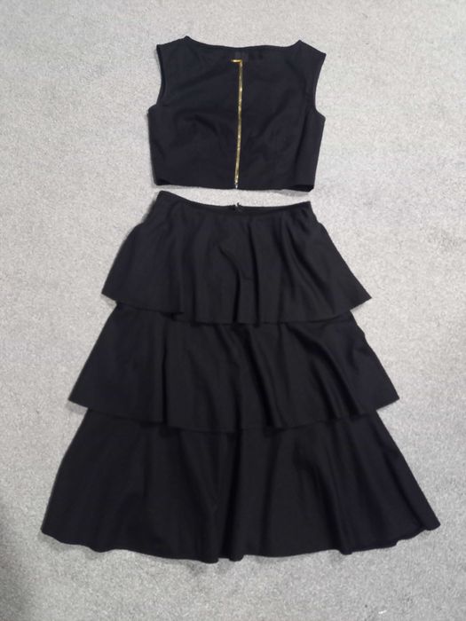 Komplet damski top i spódnica falbany r.38 jak nowe