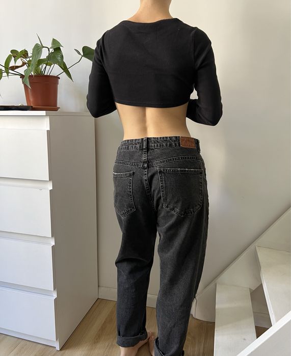 Czarne mom jeansy/denim Bershka 38/M