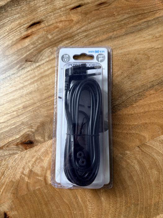 KABEL ZASILAJĄCY kątowy euro C7 ósemka 3m