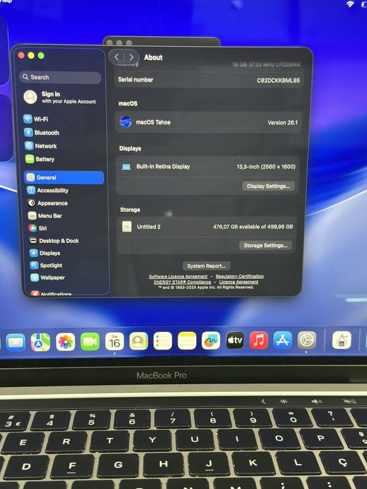 Macbook Pro 2020 16GB/256GB Core i7 Touchbar