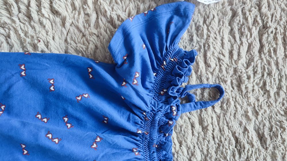 Bluzki H&M na lato dla dziewczynki z koronką biała,niebieska roz140.