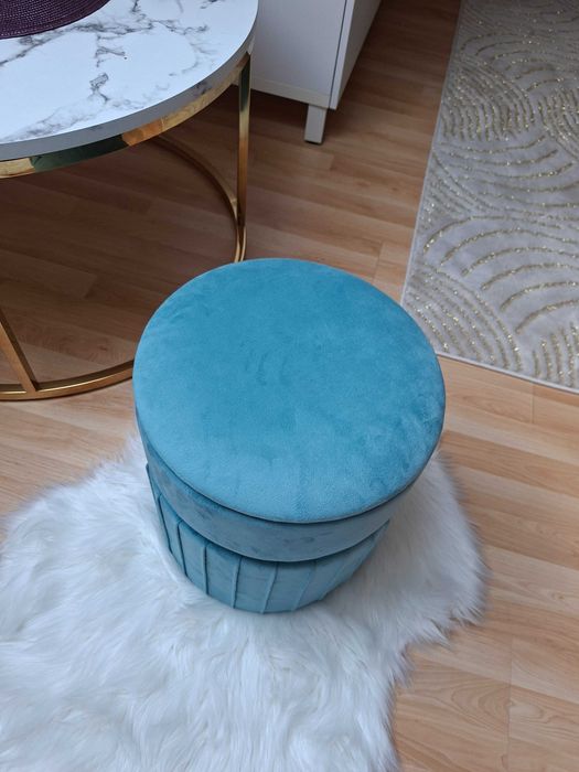 Pufa turkus złoto glamour 37x32