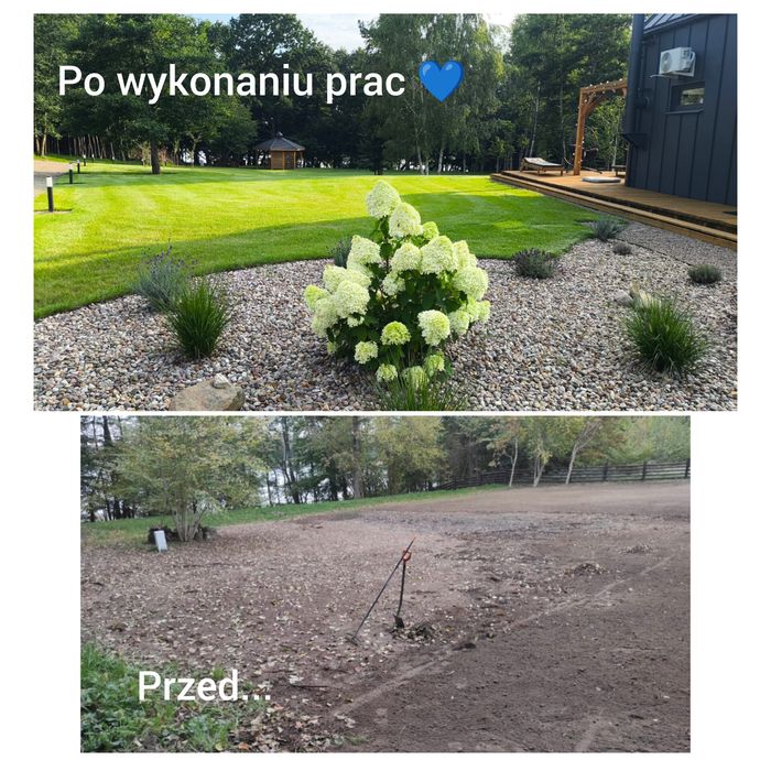 Usługi minikoparką, system nawadniania, trawa z rolki, ogród