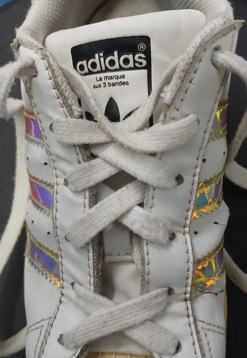 Sapatilhas Adidas Originals Superstar unissexo branco/iridiscente -35½